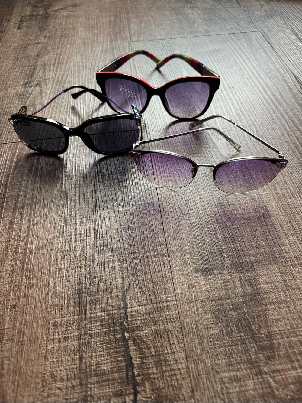Betsey Johnson Multicolor Cat Eye Sunglasses - Purple Gradient Lenses